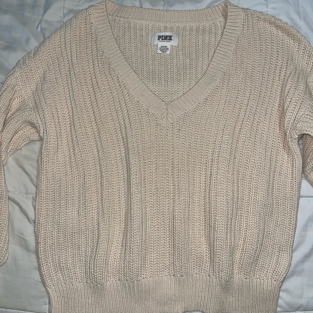 PINK Cream Knit Sweater